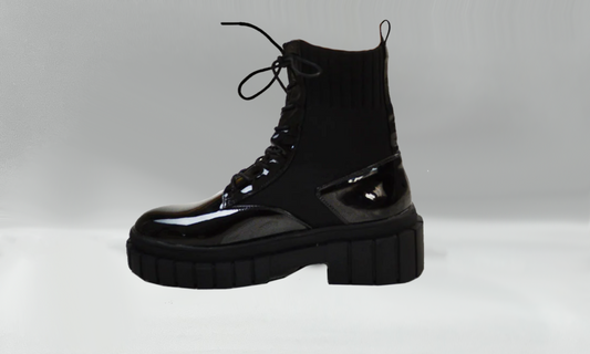 Black Patent Platform Ankle Boots