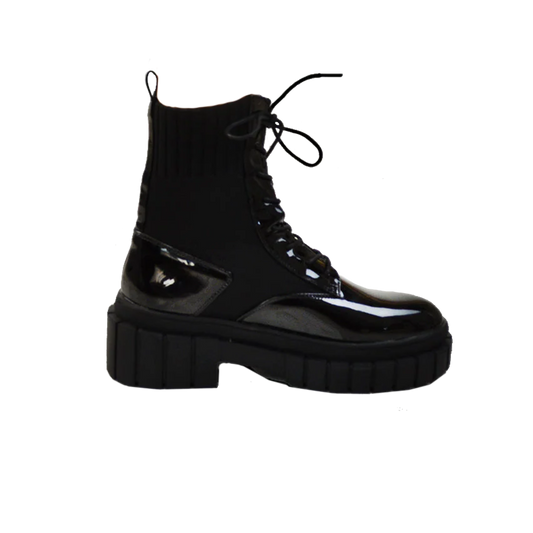 Black Patent Platform Ankle Boots